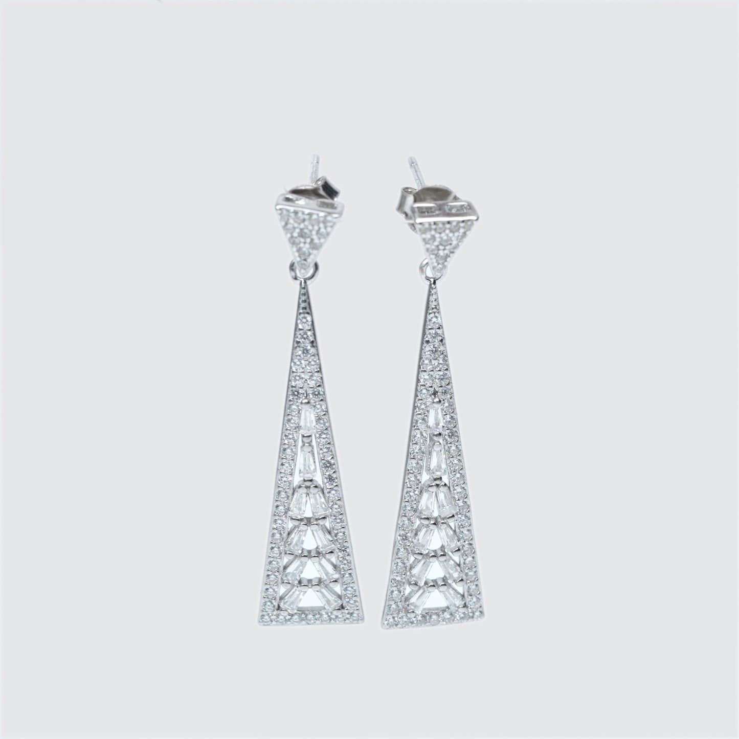 Crystal Cascade Triangle Drop Earrings