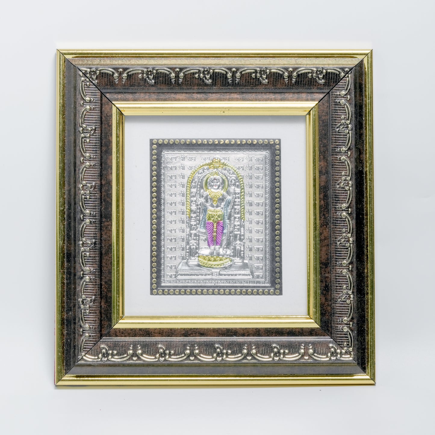 Silver Lord Shri Ram Framed Wall Art – Premium Square Decorative Frame