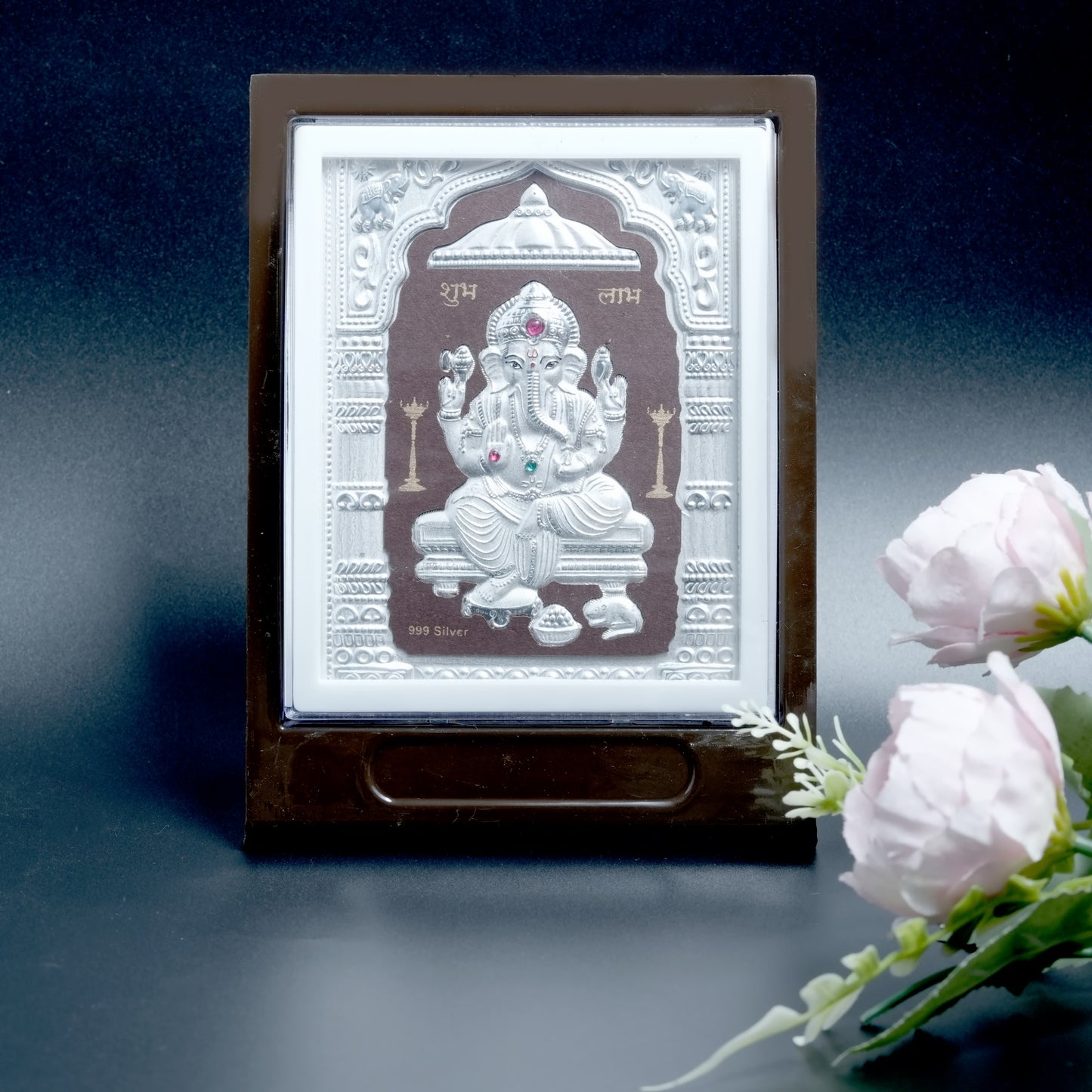 Lord Ganesha Framed Idol – Shubh Labh Decorative Table & Wall Frame