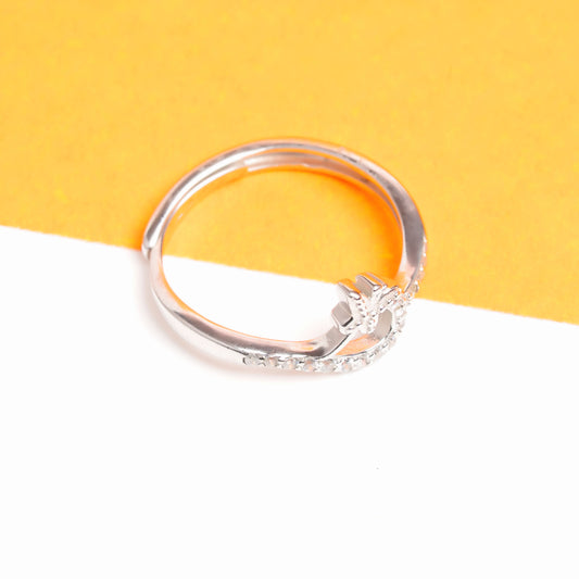 Elegant Butterfly Curve Silver Ring for Women