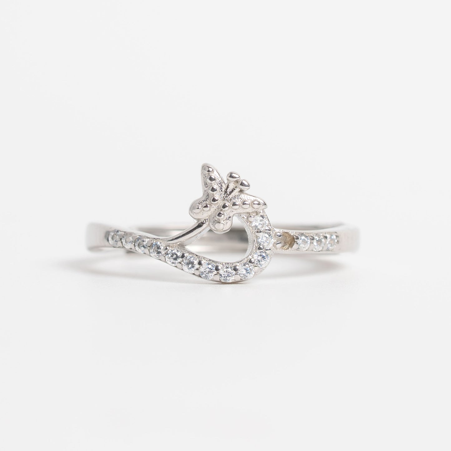 Elegant Butterfly Curve Silver Ring for Women