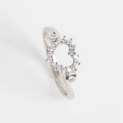 Elegant Heart Halo Silver Ring for Women