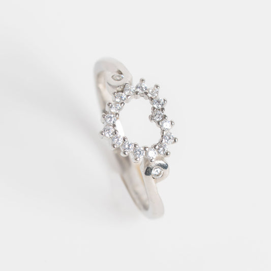 Elegant Heart Halo Silver Ring for Women