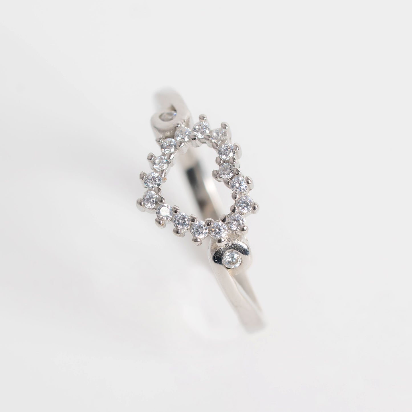 Elegant Heart Halo Silver Ring for Women