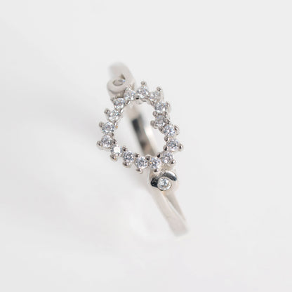 Elegant Heart Halo Silver Ring for Women