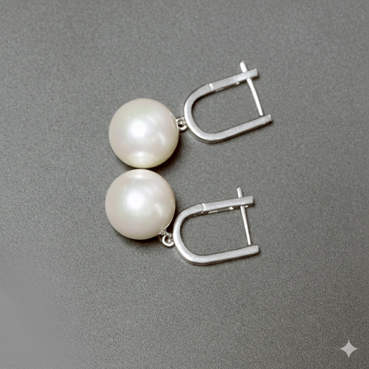 Chic Silver Plated U-Hoop with Pearl Drop Earrings