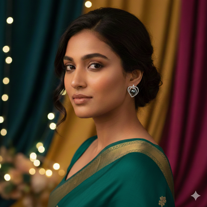 Eternal Love: Heart Pave Studs with Black Pearl