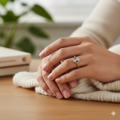 Lucky Clover Heart Ring