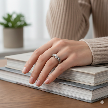 Modern Bar Inlay Solitaire Ring