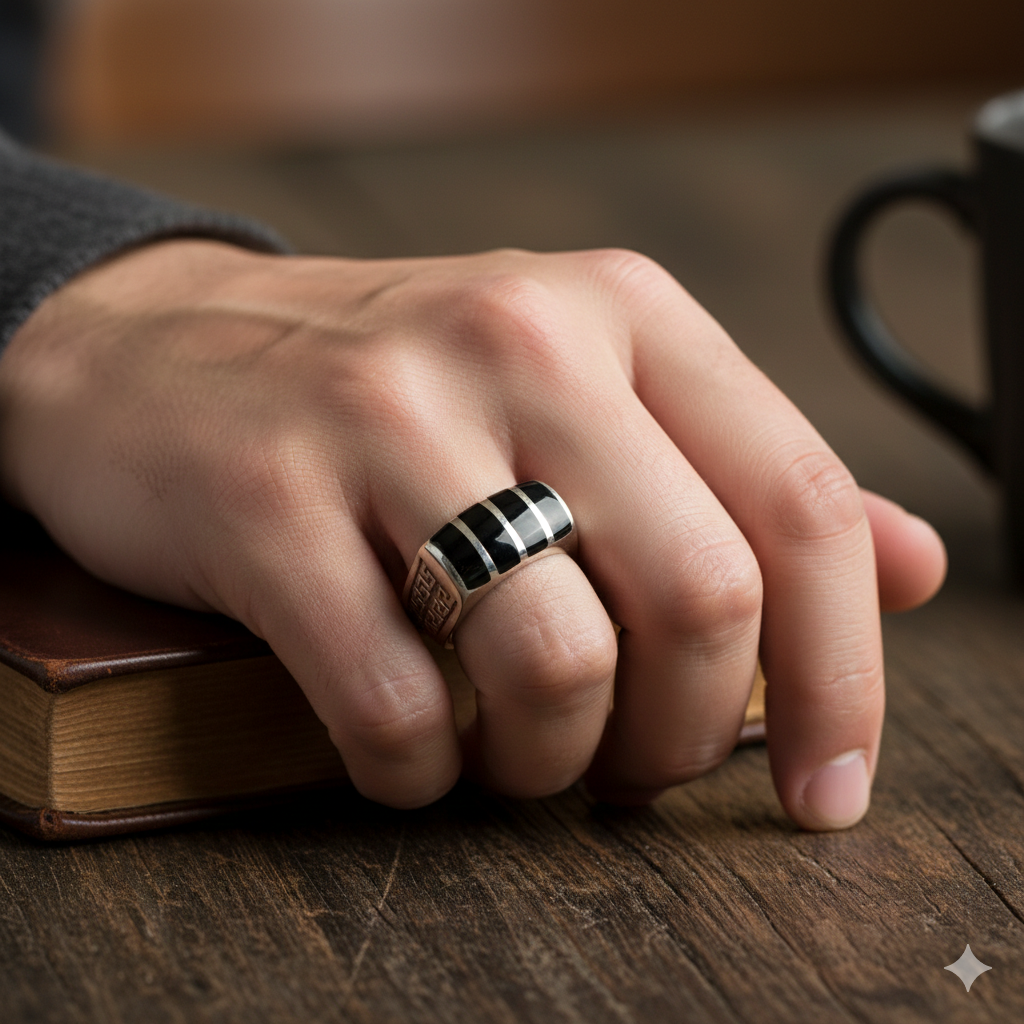 The Aztec Inlay Statement Ring