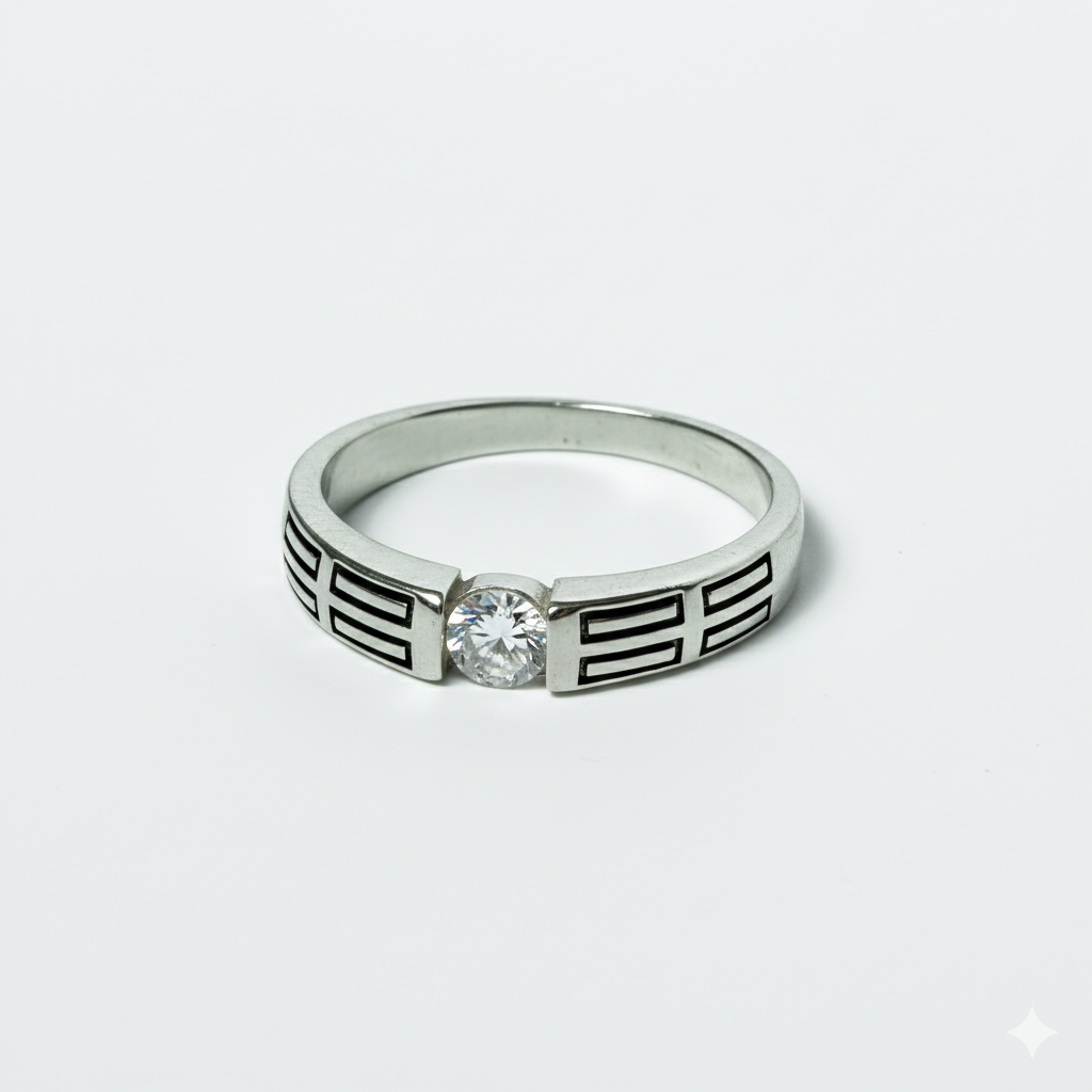 Modern Bar Inlay Solitaire Ring