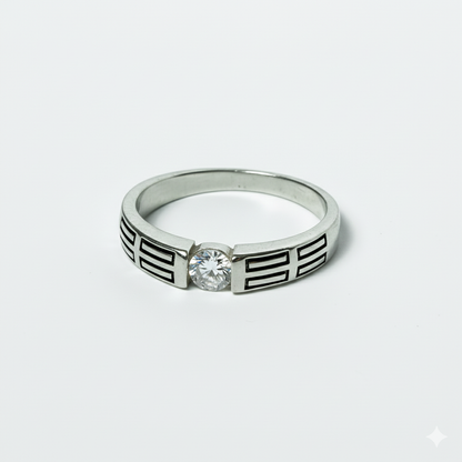 Modern Bar Inlay Solitaire Ring