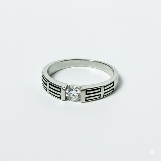 Modern Bar Inlay Solitaire Ring