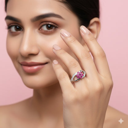Blush Bloom Infinity Silver Ring