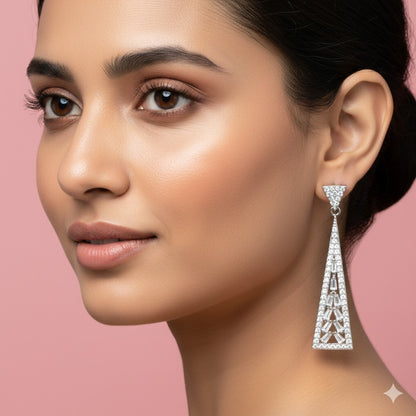 Crystal Cascade Triangle Drop Earrings