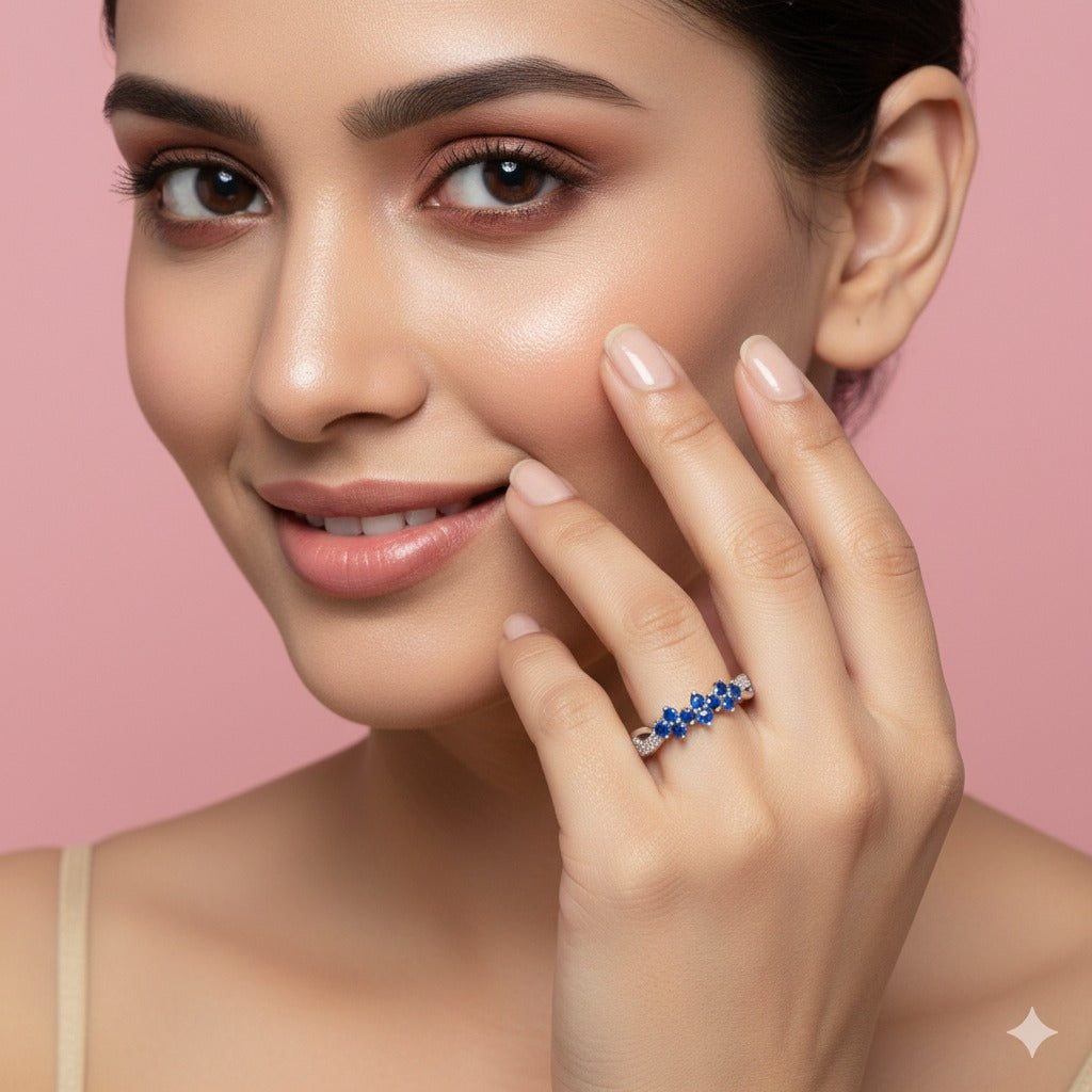 Midnight Bloom Infinity Silver Ring