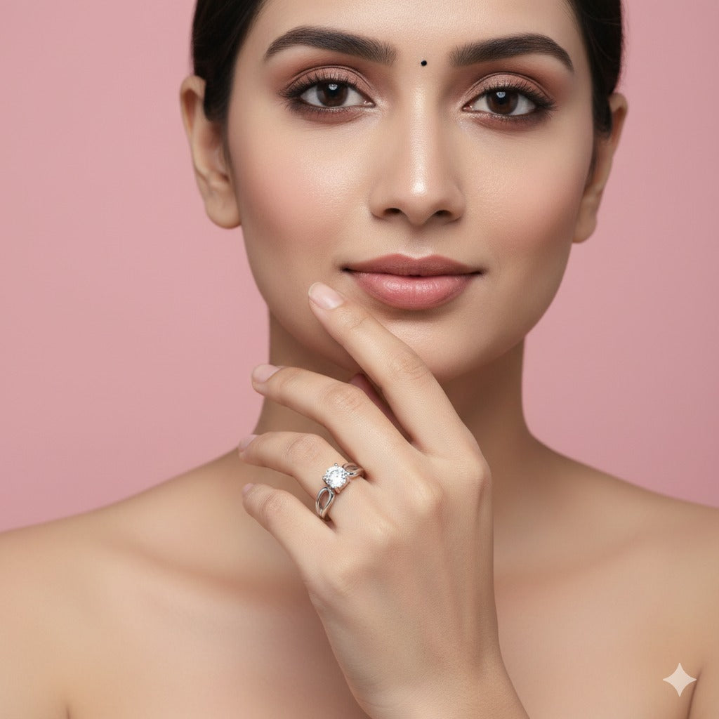 Infinity Sparkle Silver Solitaire Ring