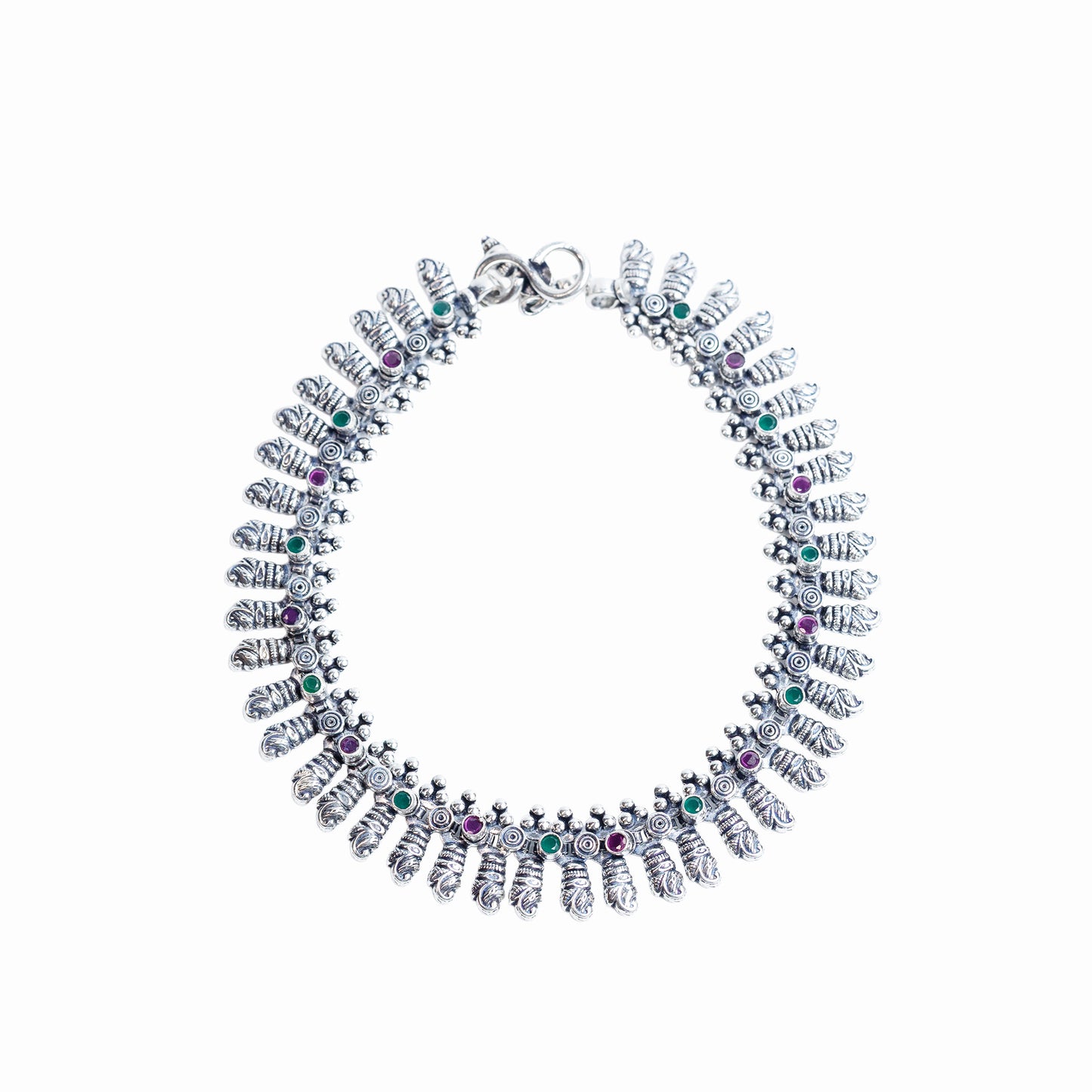 Royal Peacock Fringe Silver Anklet
