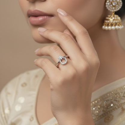 Floral Halo Drop Ring