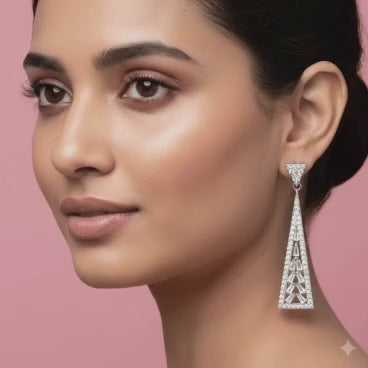 Crystal Cascade Triangle Drop Earrings