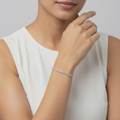 Classic Diamond-Style Silver Tennis Bracelet