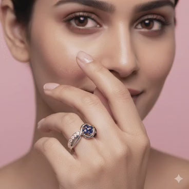 Blue Blossom Infinity Silver Ring