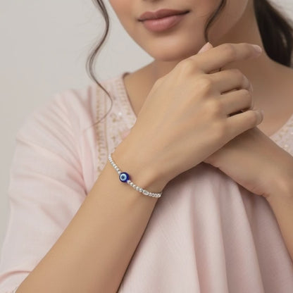 Blue Evil Eye Silver Bracelet