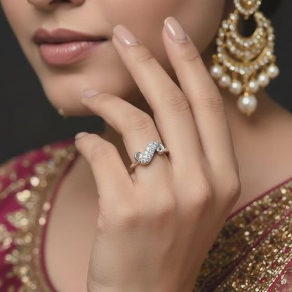 Grace Curve Open-End 925 Sterling Silver Zircon Ring